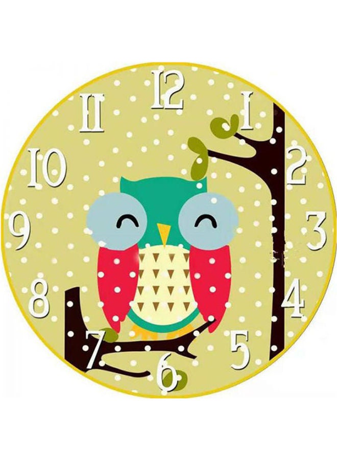Smile - Children Novelty Mascot Owl Wall Clock 3D Diy Wall Sticker Cartoon Bird Style Real Clocks Home Decor Boy Girl'S Gift Multicolour - Image 1