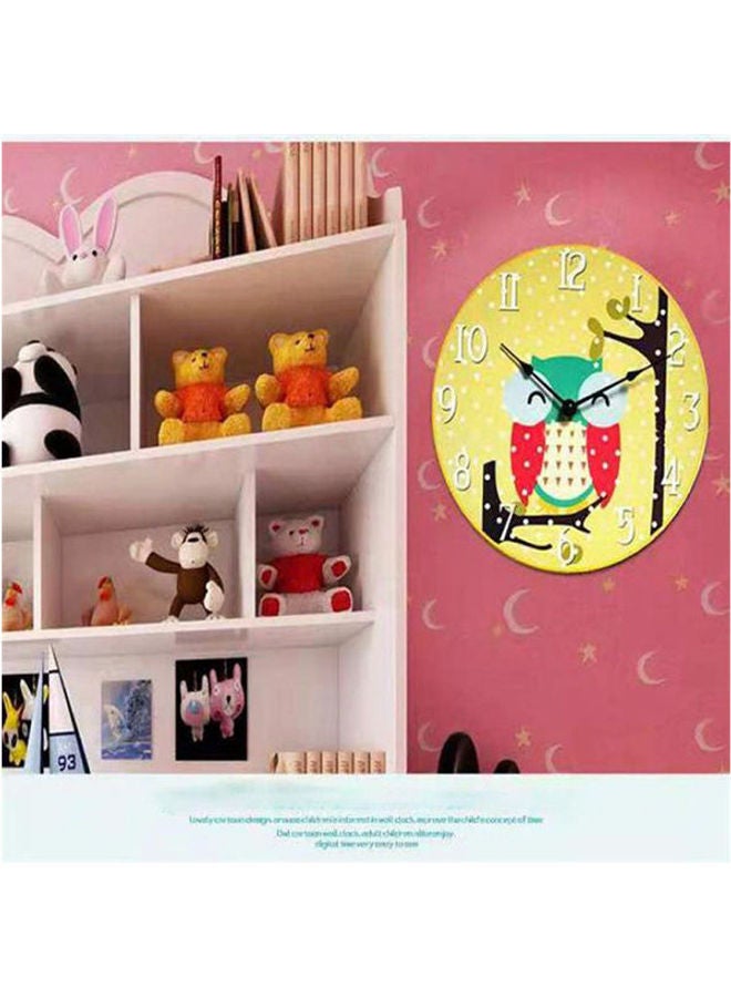 Smile - Children Novelty Mascot Owl Wall Clock 3D Diy Wall Sticker Cartoon Bird Style Real Clocks Home Decor Boy Girl'S Gift Multicolour - Image 1