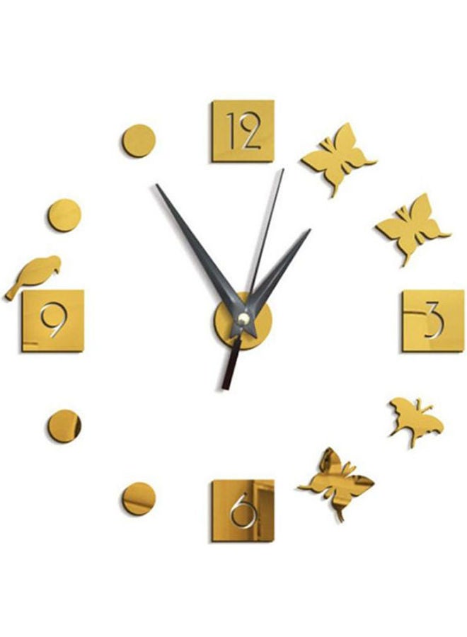 شاربدو ملصق ساعة حائط بتصميم مرآة من الأكريليك ونمط فراشات يمكنك لصقه بنفسك ذهبي