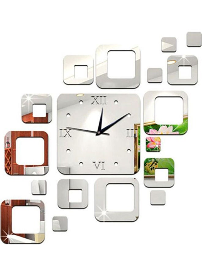 شاربدو ملصق جداري على شكل ساعة بتصميم مرآة مقاس 65X45 سنتيمتراً فضي