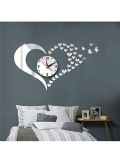 Generic Romantic Love Hearts Patterns Creative Diy Removeable 3D Sticker Wall Clock For Gift Home Decorative Wall Watches Clock Silver  - Image 2