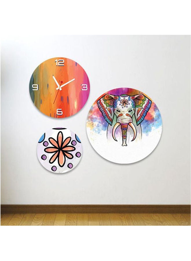 Wall Wood Analog Clock And Tableau Multicolour