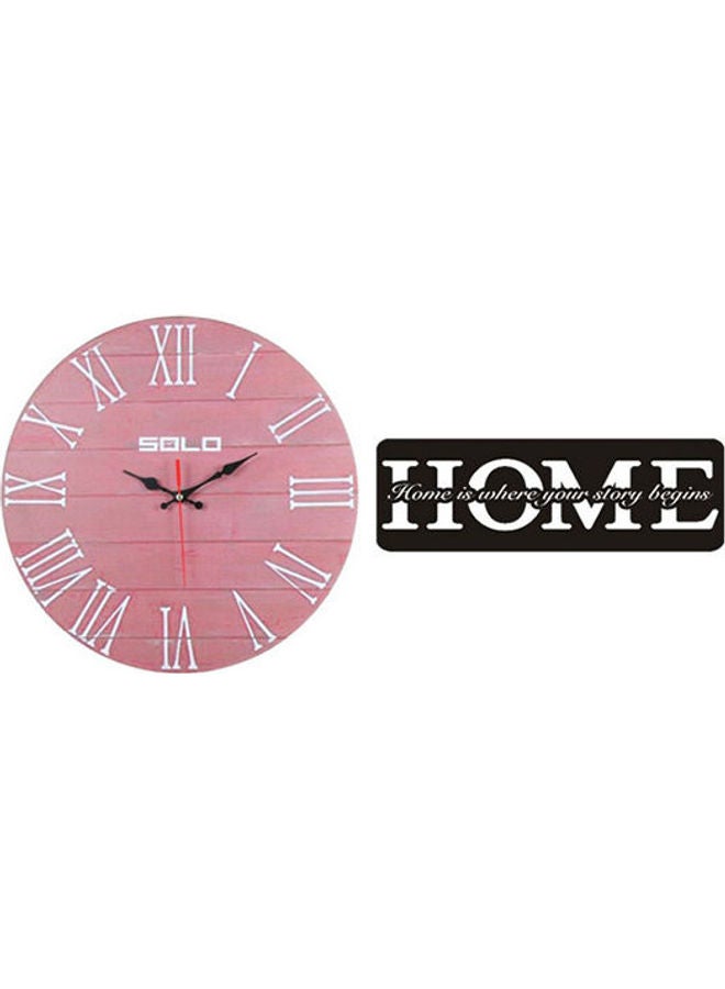 سولو لوحة فنية من الخشب بتصميم ساعة حائط خشبية دائرية بعقارب مع منزل طراز B3925 متعدد الألوان 40سم
