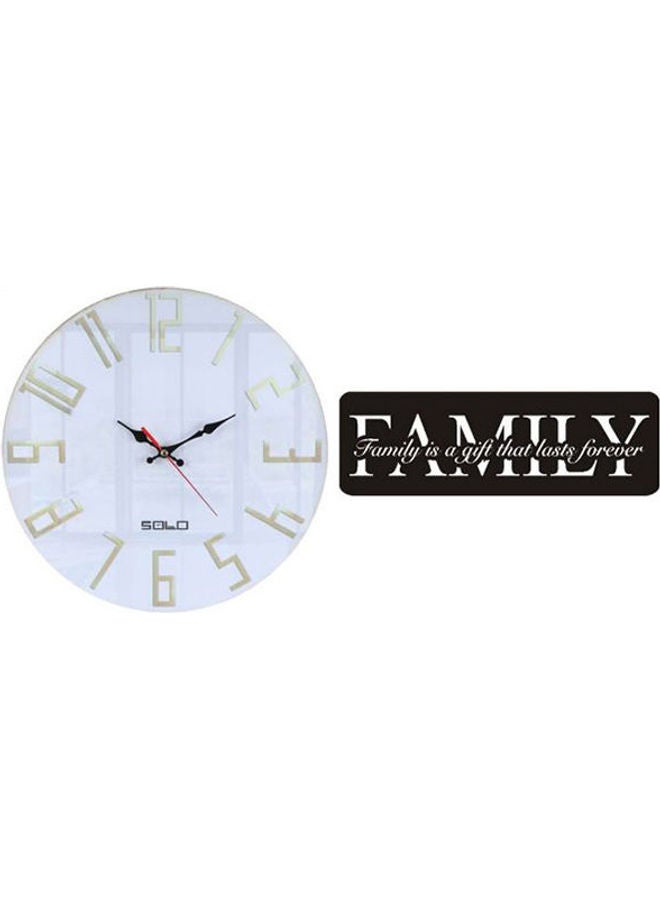 سولو ساعة حائط بإطار خشبي دائري طراز B6067 مع لوحة فنية من الخشب متعدد الألوان 40سم