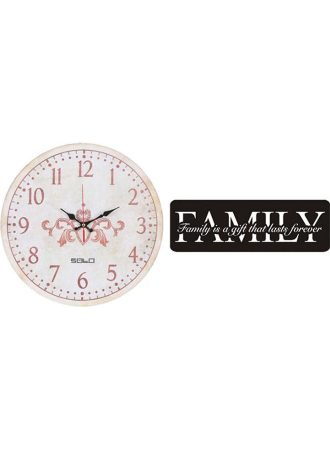 Solo B6357 Wooden Round Analog Wall Clock With Family Wooden Tableau Multicolour 40cm