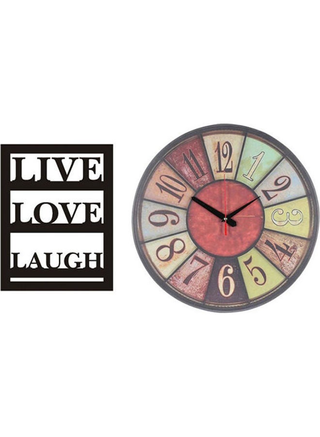 Solo A3612 Wooden Round Analog Wall Clock With Live Wooden Tableau Multicolour 40cm