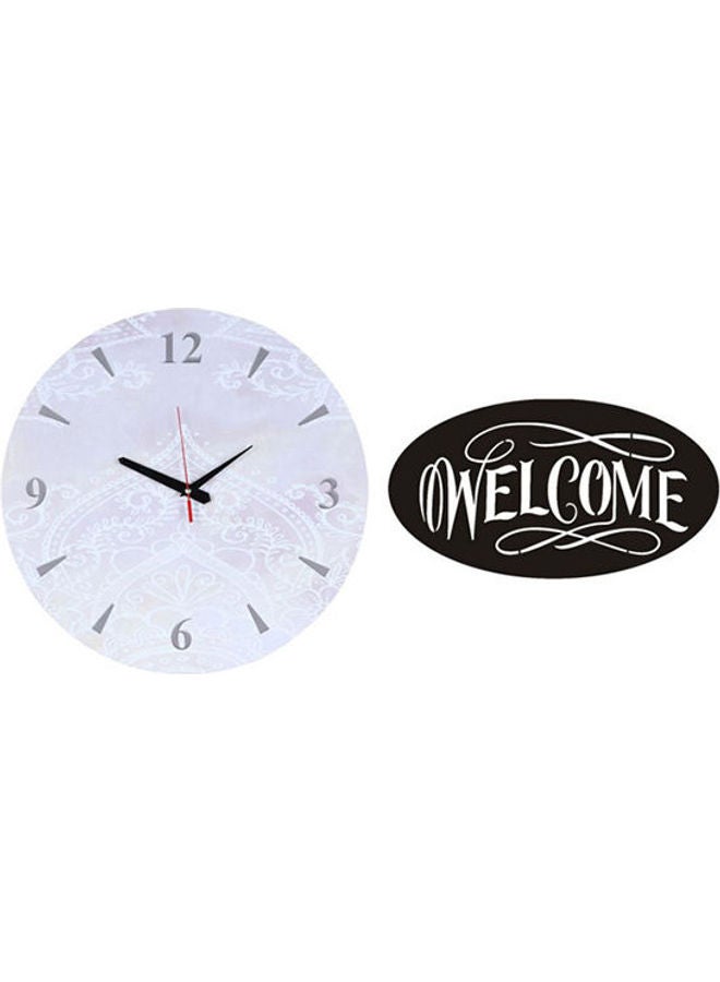 سولو "لوحة فنية من الخشب بتصميم ساعة حائط دائرية بعقارب مطبوع عليها كلمة "Welcome" طراز A671" متعدد الألوان 40سم 