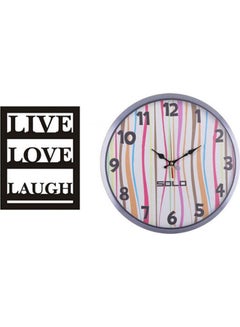 B152 Wooden Round Analog Wall Clock With Live Wooden Tableau Multicolour 40cm