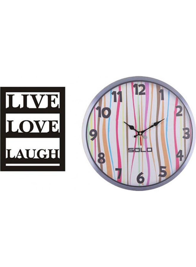 Solo - B152 Wooden Round Analog Wall Clock With Live Wooden Tableau Multicolour 40cm - Image 1