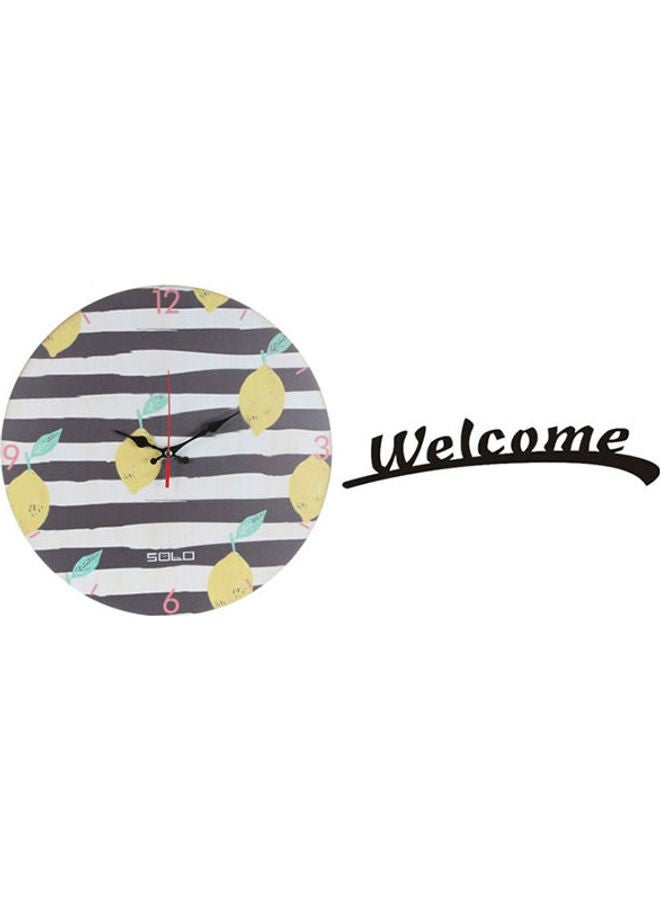 سولو "لوحة فنية من الخشب بتصميم ساعة حائط دائرية بعقارب مطبوع عليها كلمة "Welcome" طراز B7649" متعدد الألوان 40سم