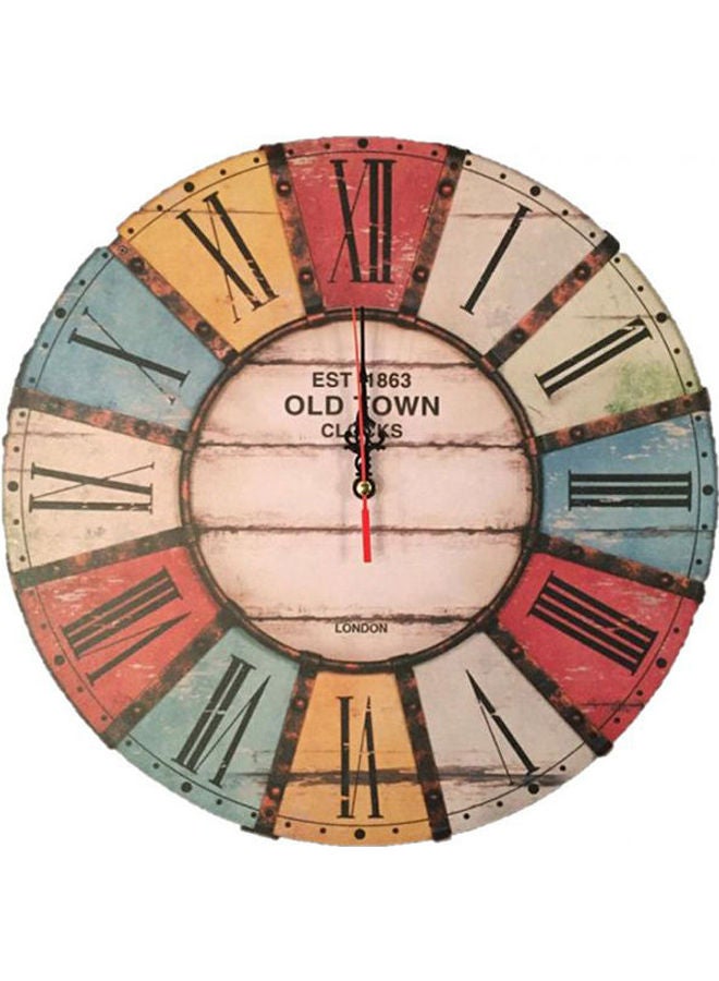 سولو ساعة حائط بعقارب من الخشب متعدد الألوان