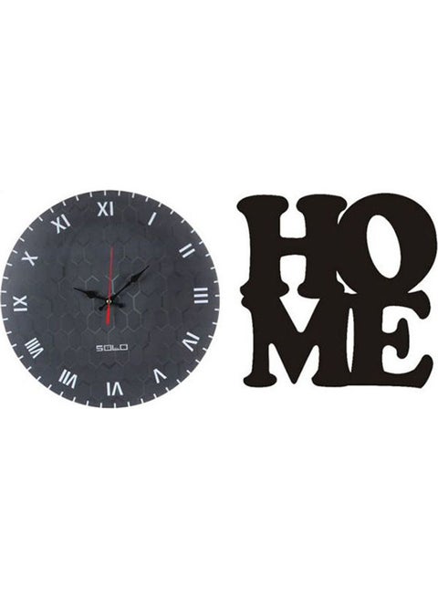 B91411 Wooden Round Analog Wall Clock With Home Wooden Tableau Multicolour 40cm