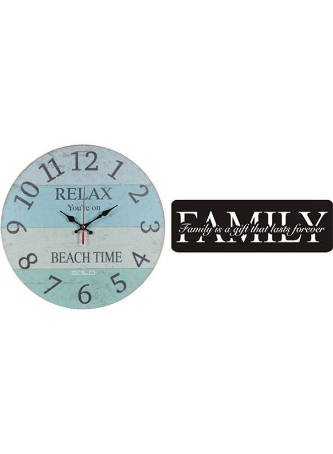 Solo - B6527 Wooden Round Analog Wall Clock With Family Wooden Tableau Multicolour 40cm - Image 1
