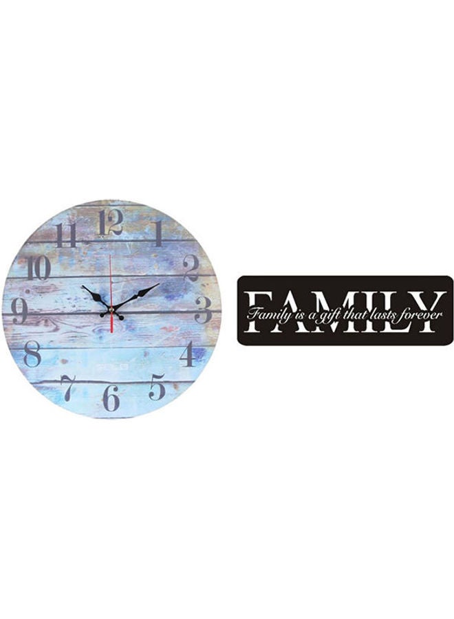 Solo B6587 Wooden Round Analog Wall Clock With Family Wooden Tableau Multicolour 40cm