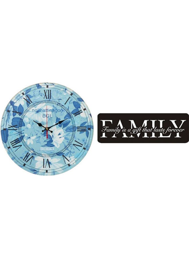 Solo - B6767 Wooden Round Analog Wall Clock With Family Wooden Tableau Multicolour 40cm - Image 1