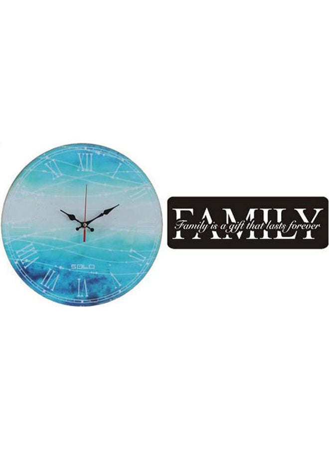 سولو ساعة حائط بإطار خشبي دائري طراز B6797 مع لوحة فنية من الخشب متعدد الألوان 40سم