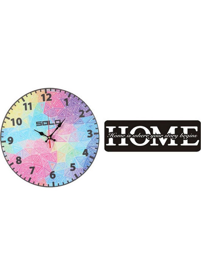 سولو لوحة فنية من الخشب بتصميم ساعة حائط دائرية بعقارب مع منزل طراز B4485 متعدد الألوان 40سم