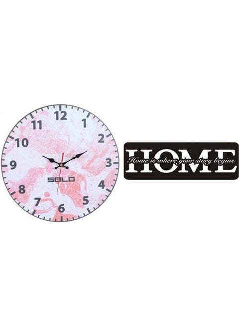 B4655 Wooden Round Analog Wall Clock With Home Wooden Tableau Multicolour 40cm