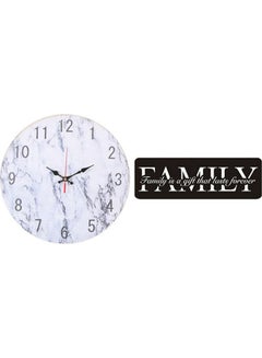 B6327 Wooden Round Analog Wall Clock With Family Wooden Tableau Multicolour 40cm