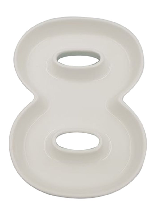 طبق من السيراميك الأبيض بتَصميم رقم (8) لتزيين الطاولة أبيض 5.9 X 3/4بوصة