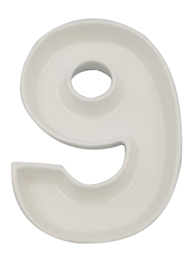 طبق من السيراميك الأبيض بتَصميم رقم (9) لتزيين الطاولة أبيض 5.9 X 3/4بوصة