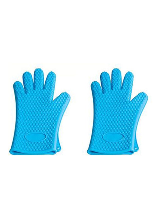 1 Pair Of Microwave Oven Silicone Glove Blue 