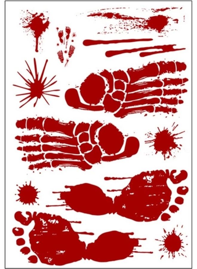 3D Horror Horror Window Wall Sticker Red/White 