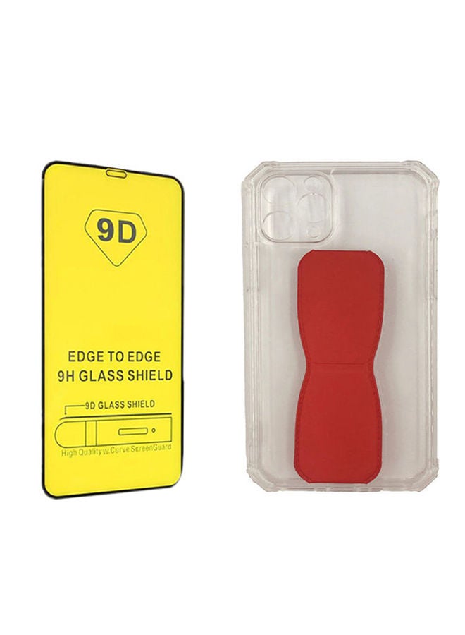 NAISU - Protective Grip Case Cover for Apple iPhone 11 Pro with 9D Screen Protector Clear/Red - Image 1