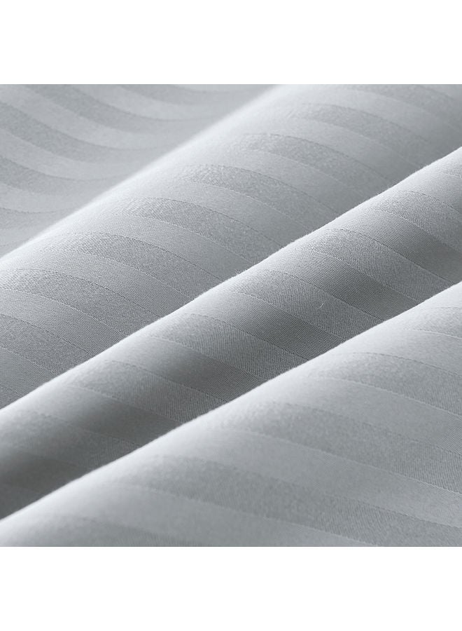Sleep night 4-Piece Hotel Stripe Comforter Set Single Size Polyester Silver 160 x 212cm - Image 3