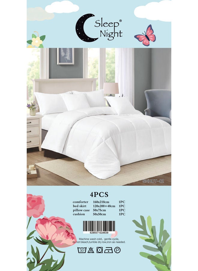 Sleep night 4-Piece Hotel Comforter Set-Single Size Cotton White 160 x 210cm - Image 5