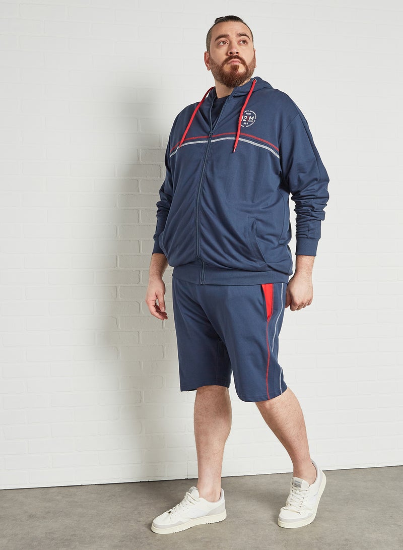 North 56°4 - Plus Size Logo Hoodie Navy Blue - Image 1
