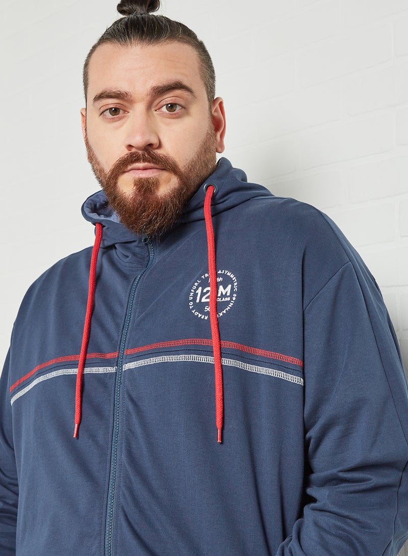 North 56°4 - Plus Size Logo Hoodie Navy Blue - Image 1