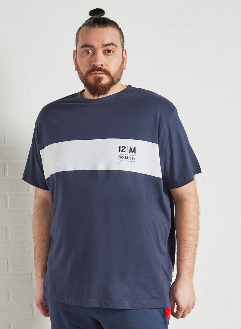 North 56°4 Plus Size Colourblock T-Shirt Navy  - Image 1