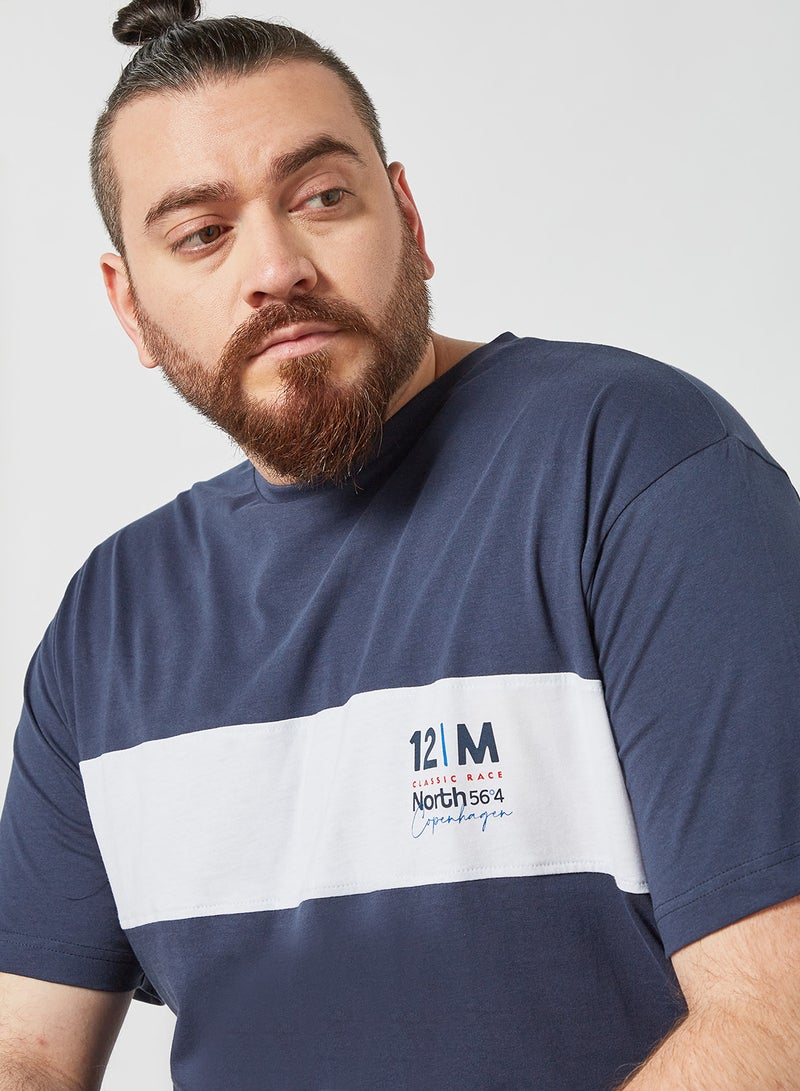 North 56°4 Plus Size Colourblock T-Shirt Navy  - Image 4