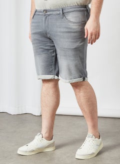 Plus Size Roll Up Hem Shorts Grey