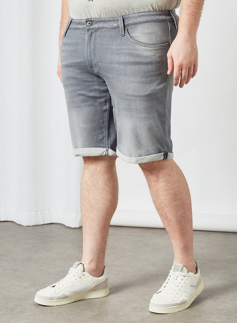 JACK & JONES - Plus Size Roll Up Hem Shorts Grey - Image 1