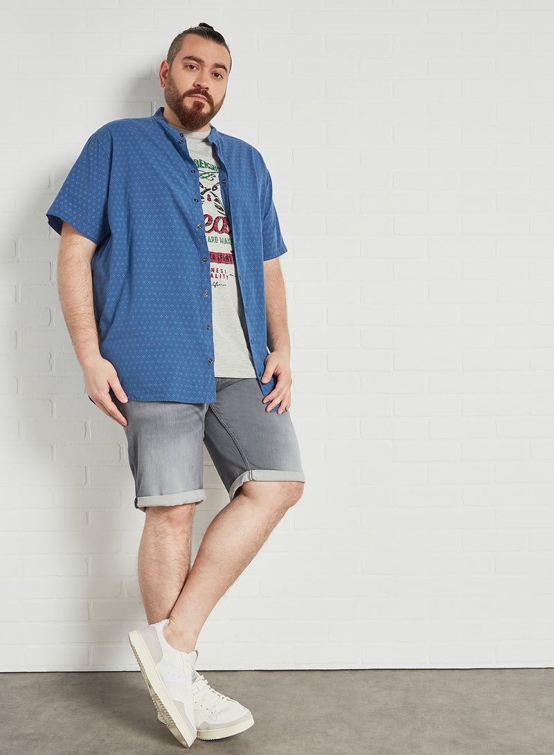 JACK & JONES - Plus Size Roll Up Hem Shorts Grey - Image 1