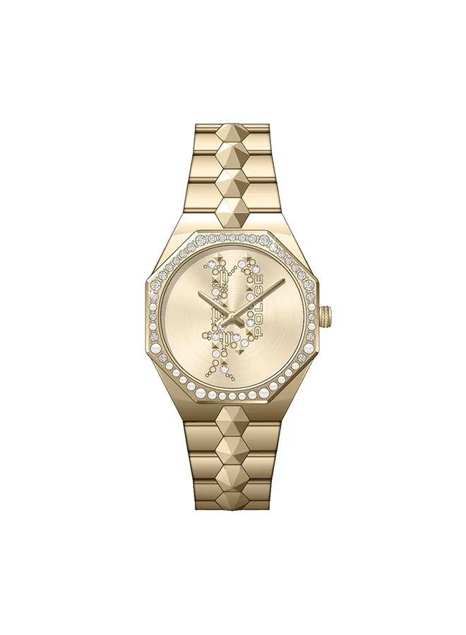 POLICE Women's Police Montaria Urban Rebel Women's Wrist Watch with Stainless Steel Ion Plate Bracelet Strap - PEWLG2109602, Gold