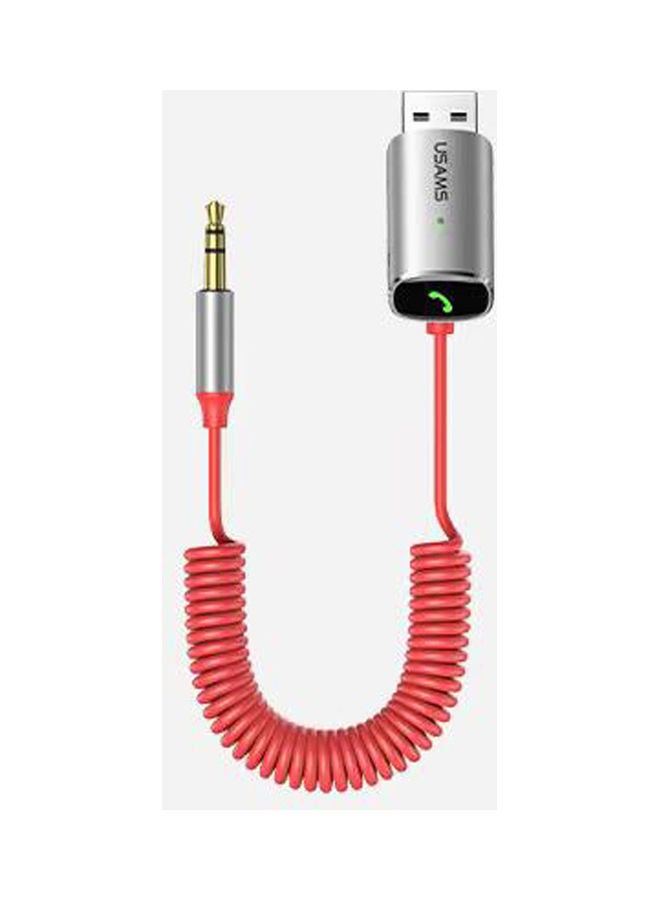 Usams Aluminum Alloy Car Wireless Audio Reciever Silver/Red - Image 1