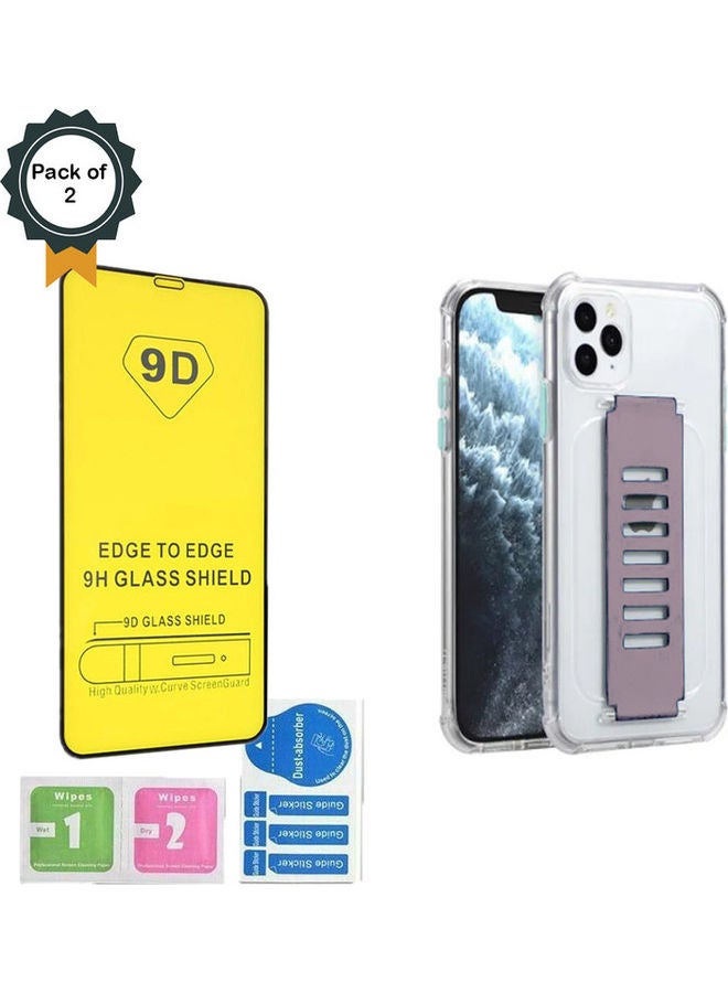 NAISU Protective Case Cover for Apple iPhone 12 with Pack of 2 Screen Protector Purple/Clear