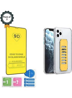 NAISU Protective Case Cover for Apple iPhone 12 Pro with Pack of 2 Screen Protector Yellow/Clear 