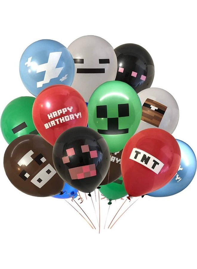 Tamona 12-Piece Minecraft Themed Balloons 12inch