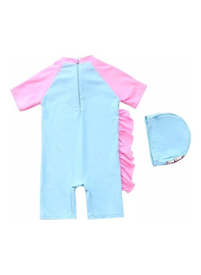 Generic Unicorn Printed Swimming Suit With Cap 4-5Y  - Image 2
