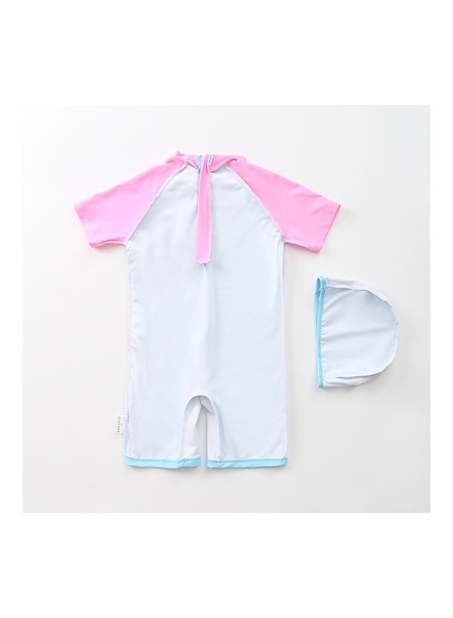 Generic Unicorn Printed Swimming Suit With Cap 4-5Y  - Image 3