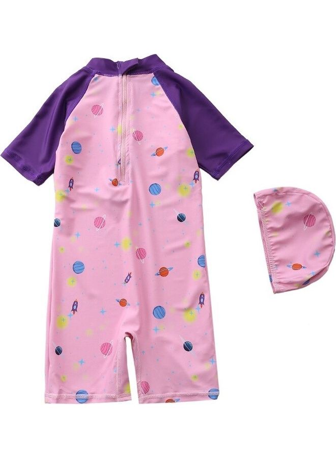 Generic - Unicorn Printed Swimming Suit With Cap 1-2Y - Image 1