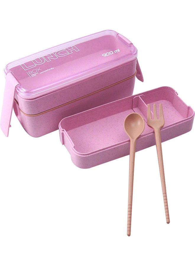 إيونتو طقم صندوق غداء مكون من ثلاثة أقسام وردي 900ملليلتر - Image 2