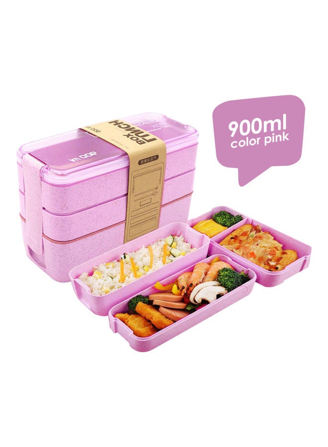 إيونتو طقم صندوق غداء مكون من ثلاثة أقسام وردي 900ملليلتر - Image 3