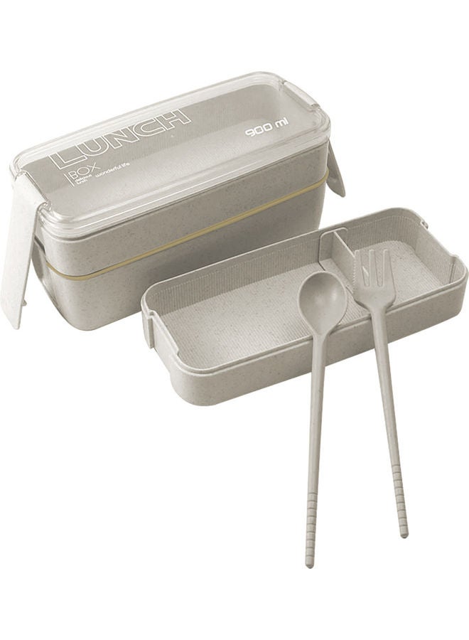 AIWANTO - Three-Compartment Lunch Box Set Beige 900ml - Image 1
