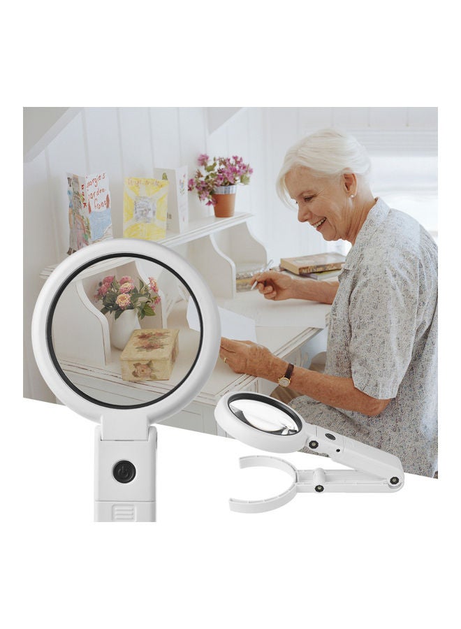 KKmoon Handheld Desk Magnifier With LED Light White - Image 2