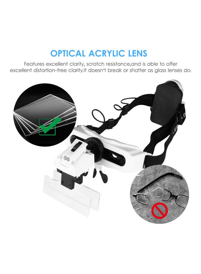 KKmoon Head-Mounted Magnifier With LED Light Black/White - Image 3